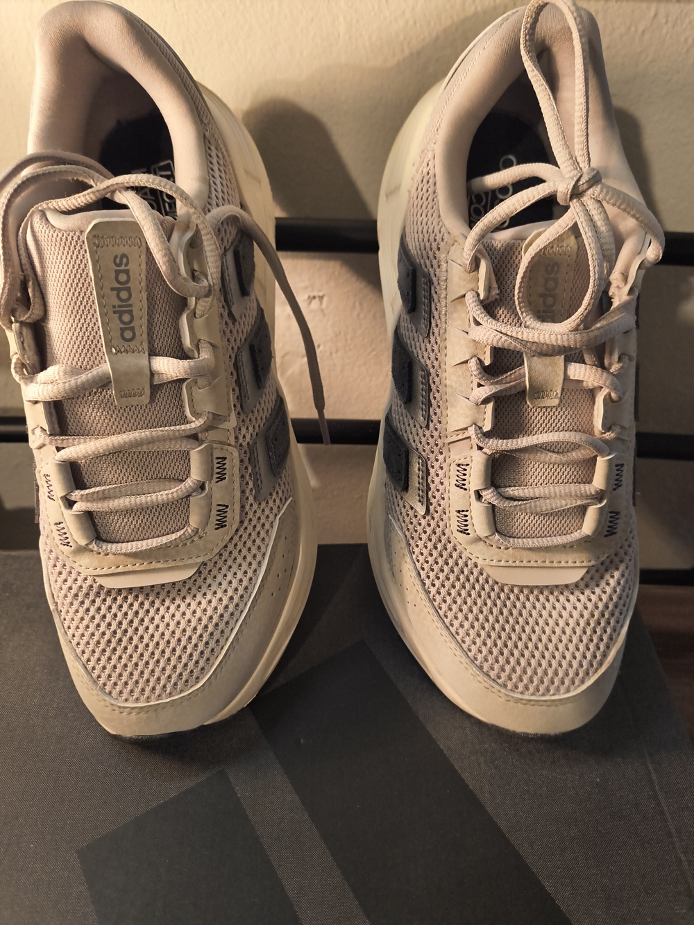 Adidas Beige Mesh Running Sneakers